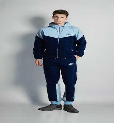  Stylish Blue Contrast Hoodie and Jogger Set